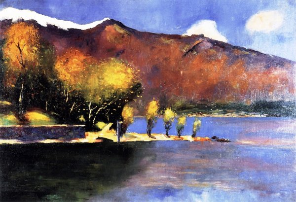 Main Product Photo of Promontory on Lake Garda Painting by Lesser Ury