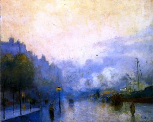 Rainy Day in London, Thames Port by Lesser Ury Oil Painting