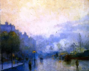 Rainy Day in London, Thames Port by Lesser Ury - Oil Painting Reproduction
