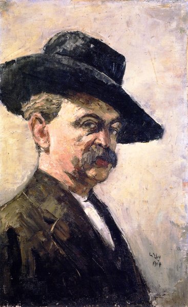 Main Product Photo of Self-Portrait with Dark Hat Painting by Lesser Ury