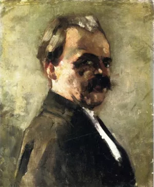 Self Portrait with Spread Fingers by Lesser Ury - Oil Painting Reproduction