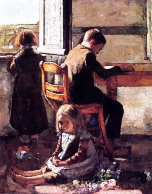 Siblings by Lesser Ury Oil Painting