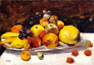 Still Life with Fruit on a White Table by Lesser Ury Oil Painting