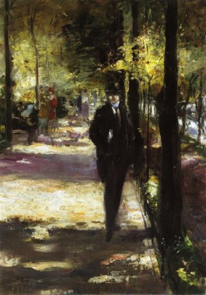 Stroller in Tiergarten Oil painting by Lesser Ury