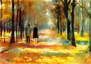 Strolling in the Forest by Lesser Ury - Oil Painting Reproduction