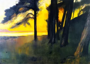 Sunset over the Grunewaldsee painting by Lesser Ury