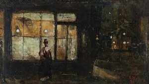 The Illuminated Shop Window At Night by Lesser Ury Oil Painting
