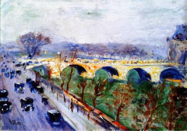 The Pont Royal in Paris by Lesser Ury - Hand-Painted Oil Painting Reproduction