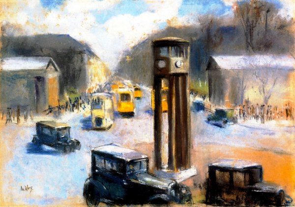 Traffic Jam at Potsdamer Platz by Lesser Ury - Hand-Painted Oil Painting Reproduction