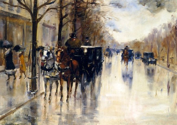 Main Product Photo of Unter den Linden Painting by Lesser Ury