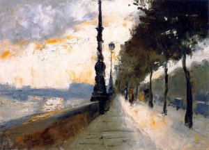 Waterloo Bridge Emerging in the Sunlight by Lesser Ury Oil Painting
