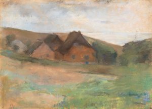 Wiesenlandschaft mit Bauernhausern Oil painting by Lesser Ury