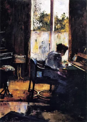 Woman at a Desk also known as At the Desk Oil painting by Lesser Ury