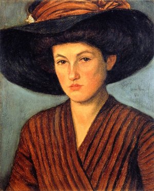 Young Lady with a Large Hat by Lesser Ury Oil Painting