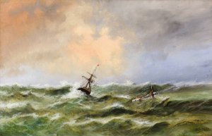 Heavy Seas in the Black Sea by Lev Felixovich Lagorio Oil Painting