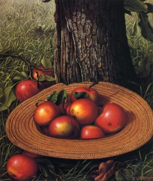 Apples, Hat and Tree also known as Straw Hat with Apples by Levi Wells Prentice - Oil Painting Reproduction