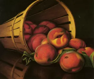 Basket of Peaches Oil painting by Levi Wells Prentice