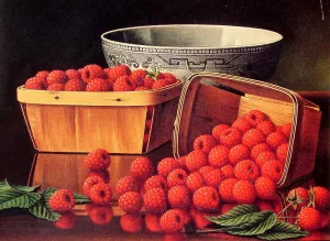 Baskets of Raspberries by Levi Wells Prentice - Oil Painting Reproduction