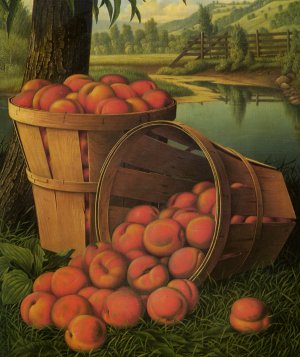 Bushels of Peaches Under a Tree