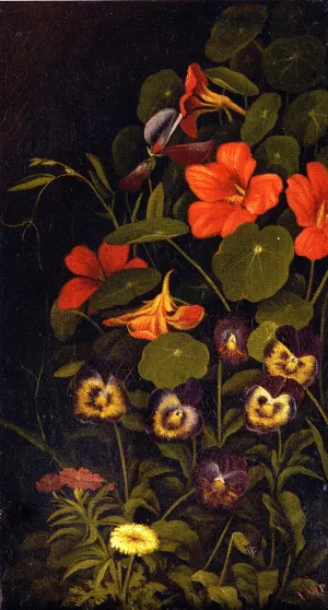 Pansies and Nasturtiums by Levi Wells Prentice - Oil Painting Reproduction