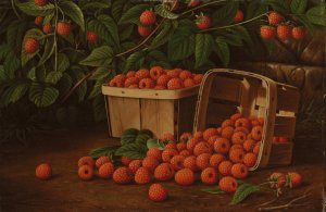 Raspberries in Basket by Levi Wells Prentice Oil Painting