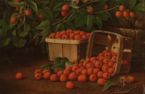 Raspberries in Basket by Levi Wells Prentice Oil Painting