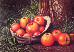 Still Life with Apples in a New York Giants Cap by Levi Wells Prentice - Oil Painting Reproduction