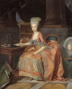 Portrait presume de Marie-Therese de Savoie, comtesse d'Artois by Lie Louis Perin-Salbreux Oil Painting
