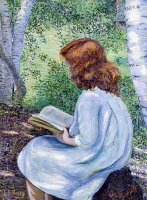 Child with Red Hair Reading Oil painting by Lilla Cabot Perry