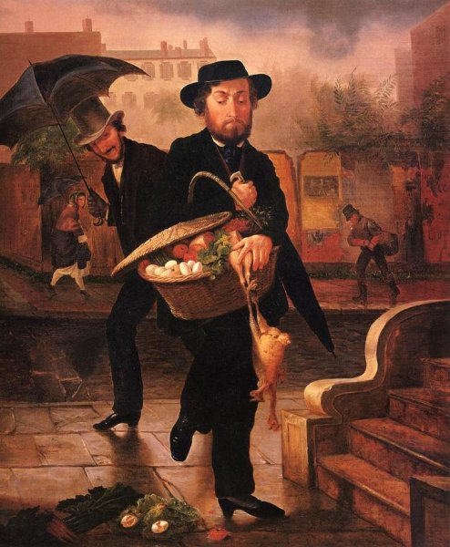 The Young Husband, First Marketing by Lilly Martin Spencer - Hand-Painted Oil Painting Reproduction