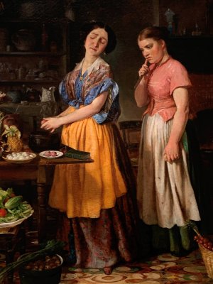 Young Wife; First Stew by Lilly Martin Spencer Oil Painting