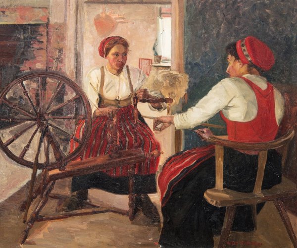 The Spinners by Lilly Segerdahl - Hand-Painted Oil Painting Reproduction