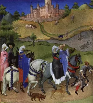 Les Tres Riches Heures du Duc de Berry Aout painting by Limbourg Brothers