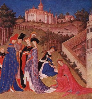 Les Tres Riches Heures du Duc de Berry: Avril April by Limbourg Brothers Oil Painting