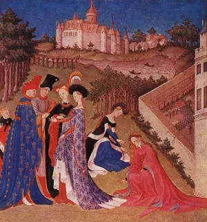 Les Tres Riches Heures du Duc de Berry: Avril April by Limbourg Brothers Oil Painting