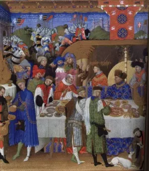 Les Tres Riches Heures du Duc de Berry: Janvier January by Limbourg Brothers - Oil Painting Reproduction