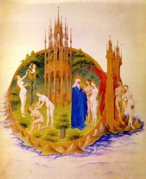 The Fall and the Expulsion from Paradise by Limbourg Brothers - Hand-Painted Oil Painting Reproduction