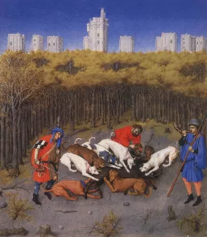 The Very Rich Hours of the Duke of Berry: December by Limbourg Brothers Oil Painting