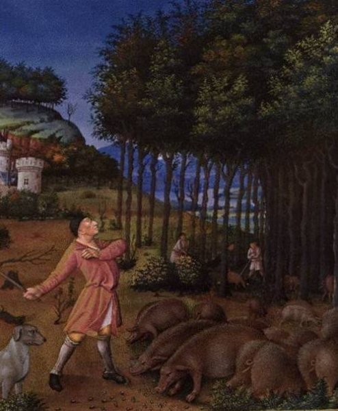 The Very Rich Hours of the Duke of Berry: November by Limbourg Brothers - Hand-Painted Oil Painting Reproduction