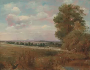 Landscape at Hampstead, with Harrow in the Distance Oil painting by Lionel Constable