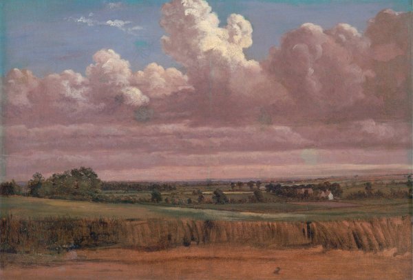 Landscape with Wheatfield  by Lionel Constable - Hand-Painted Oil Painting Reproduction