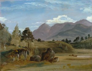Mountain Landscape, possibly in the Lake District Oil painting by Lionel Constable