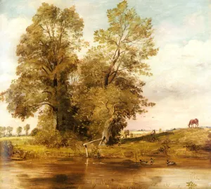 On The Brent by Lionel Constable - Oil Painting Reproduction