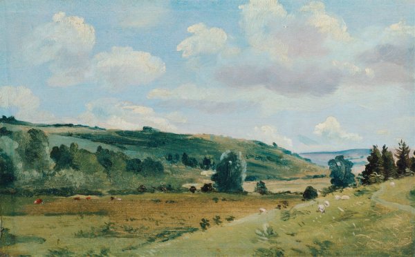 Summer Landscape near Dedham  by Lionel Constable - Hand-Painted Oil Painting Reproduction