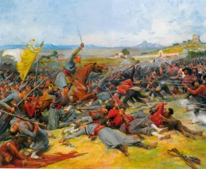 The Battle Near Mentana by Lionel Noel Royer - Oil Painting Reproduction