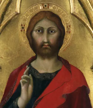 Christ Blessing Detail by Lippo Memmi - Oil Painting Reproduction