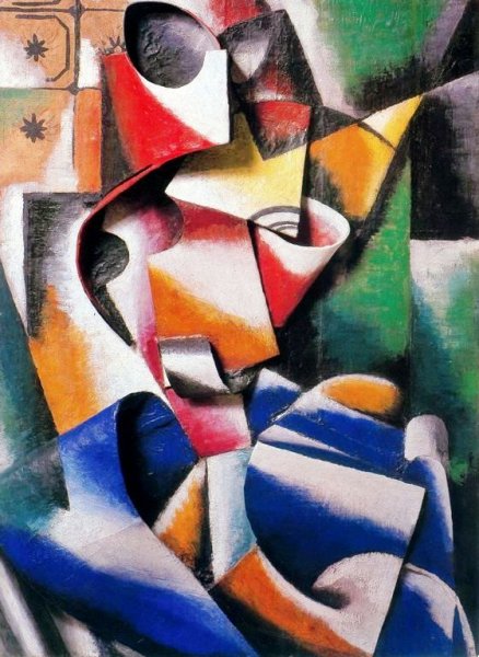 Bildnis einer Dame Plastische Zeichnung by Liubov Popova - Hand-Painted Oil Painting Reproduction