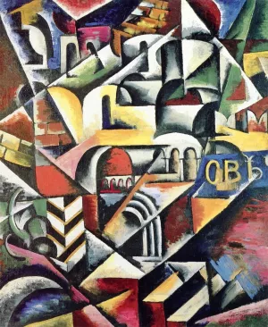 Cubist Cityscape by Liubov Popova - Oil Painting Reproduction
