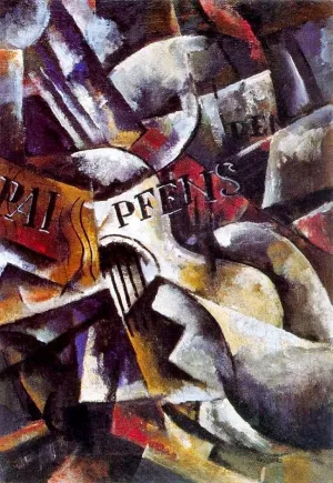 Stilleben mit Gitarre by Liubov Popova Oil Painting