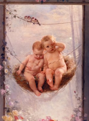 Sleepyheads by Lobrichon Timoleon Marie Oil Painting